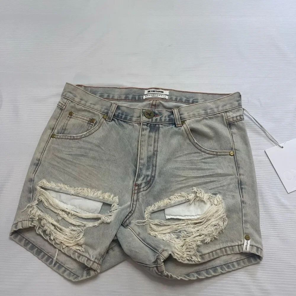 NWT One X One Teaspoon Destroyed Denim Diamonde Hustlers Shorts Size 26 New